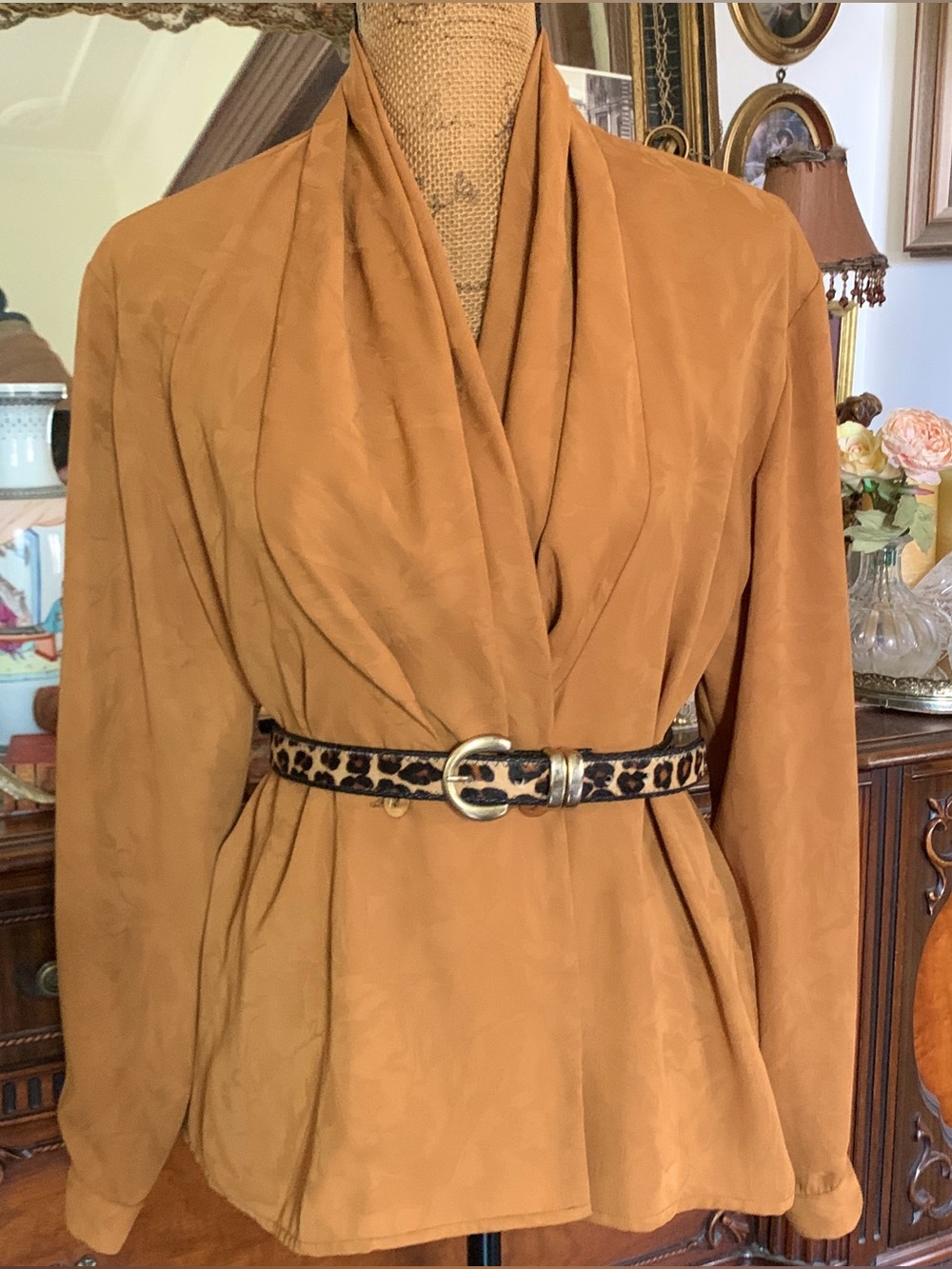 Vintage 90’s Warm Curry Yellow Classical Double Blouse Shirt
